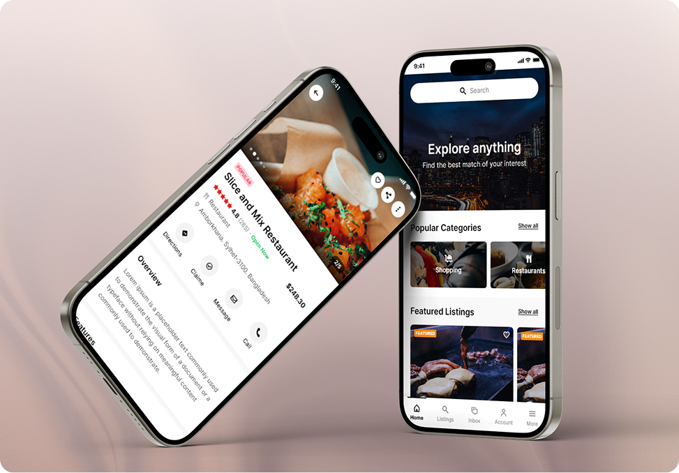 Directorist — Directory & Listing Mobile App UI/UX Design project overview